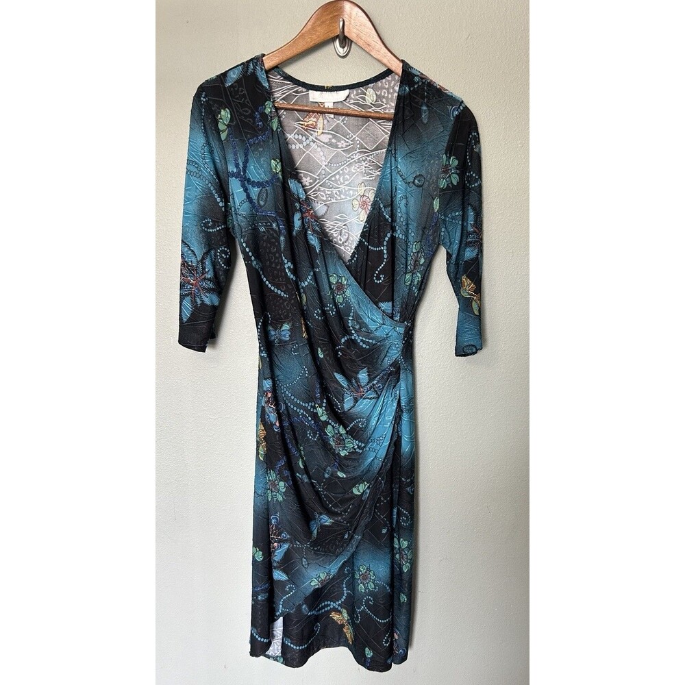 Janine Vintage Dress Large Wrap Flattering Drape Body Skimming Soft Grunge Y2k - Picture 2 of 11